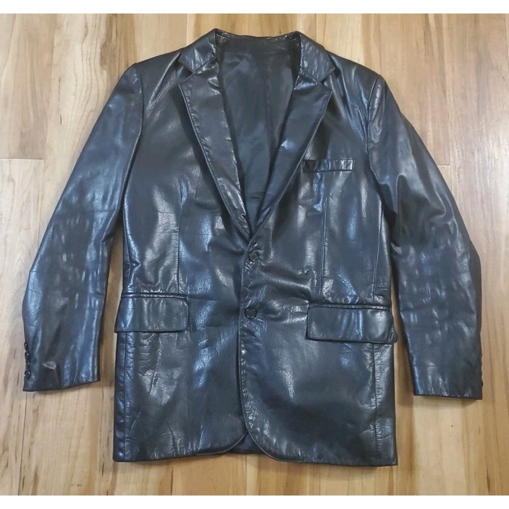 VINTAGE Lakeland Rancher Mens Black Leather Button Jacket Lined Size 40